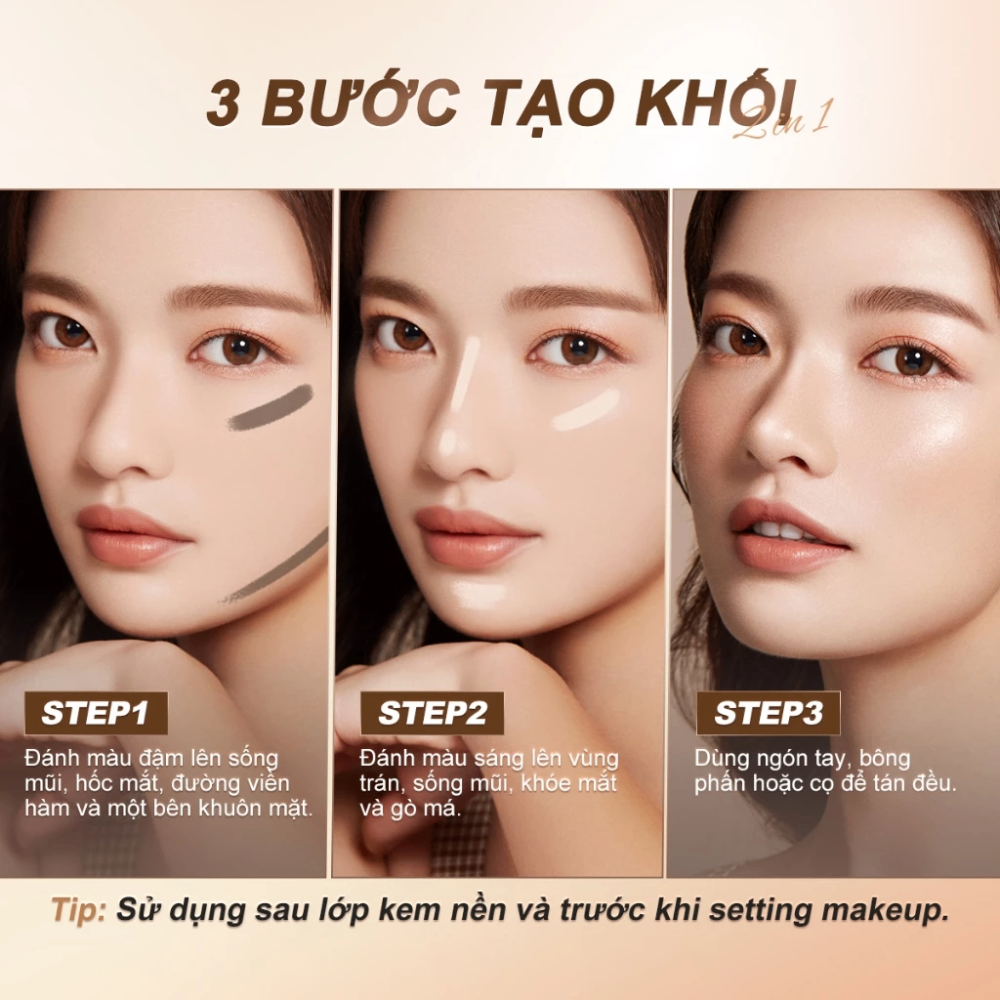 Bút tạo khối Sace Lady hai đầu SL274 3.2g trang điểm mượt mà tự nhiên