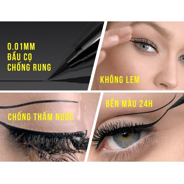 Kẻ mắt Maybelline Hypersharp Laser Extreme Liner BK-1 0.5g #màu đen siêu mảnh, sắc nét, không trôi