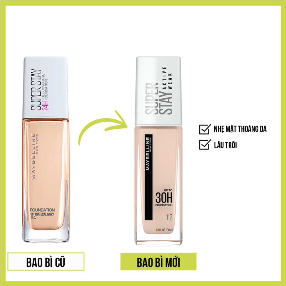 Kem nền Maybelline Fit Me Super Stay Active Wear nắp trắng 30g kiềm dầu, lâu trôi