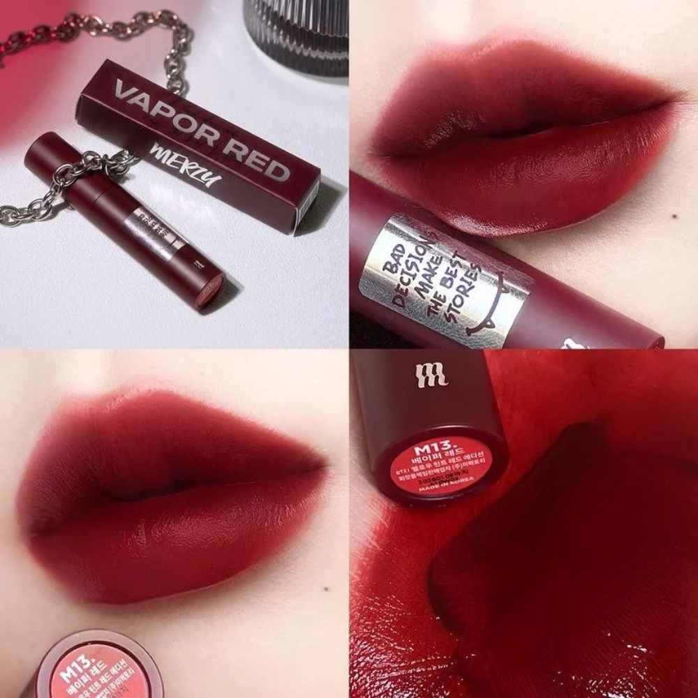 Son kem lì Merzy Noir In The Mellow Tint M13 4g vỏ đỏ Red Edition màu đỏ trầm