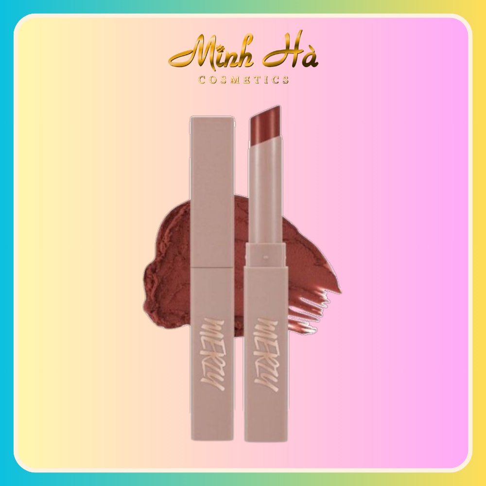 Son thỏi lì Merzy Academia Cotton Lipstick 1.8g lên màu chuẩn, mịn mượt nhẹ môi