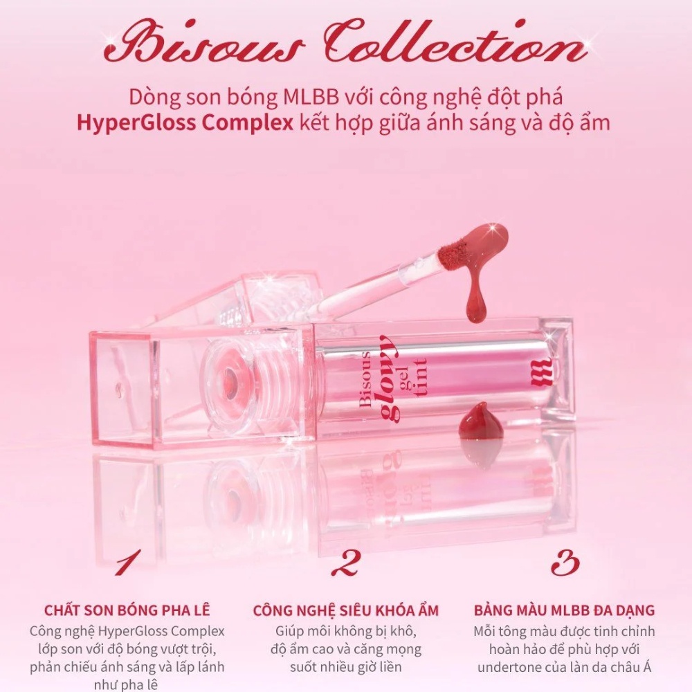 Son bóng Merzy Bisous Glowy Gel Tint 4g căng mọng bền màu