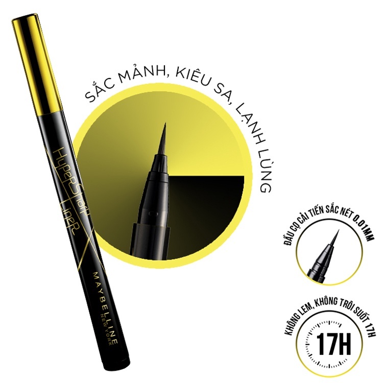 Kẻ mắt Maybelline Hypersharp Laser Extreme Liner BK-1 0.5g #màu đen siêu mảnh, sắc nét, không trôi