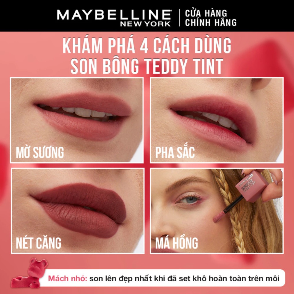 Son kem Maybelline Superstay Teddy Tint 5ml căng mịn, cho môi sắc sảo, quyến rũ