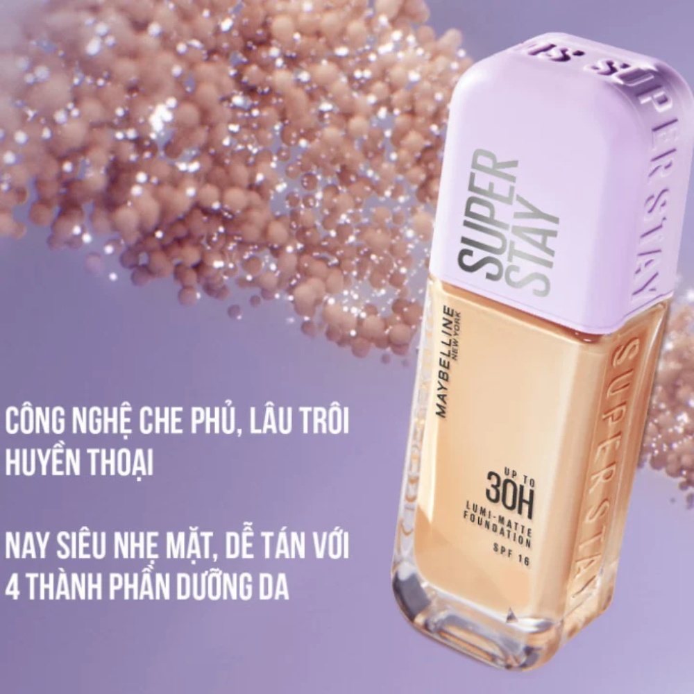 Kem nền bắt sáng Maybelline 30H Lumi-matte Foundation SPF16 35ml che phủ tốt và kiềm dầu