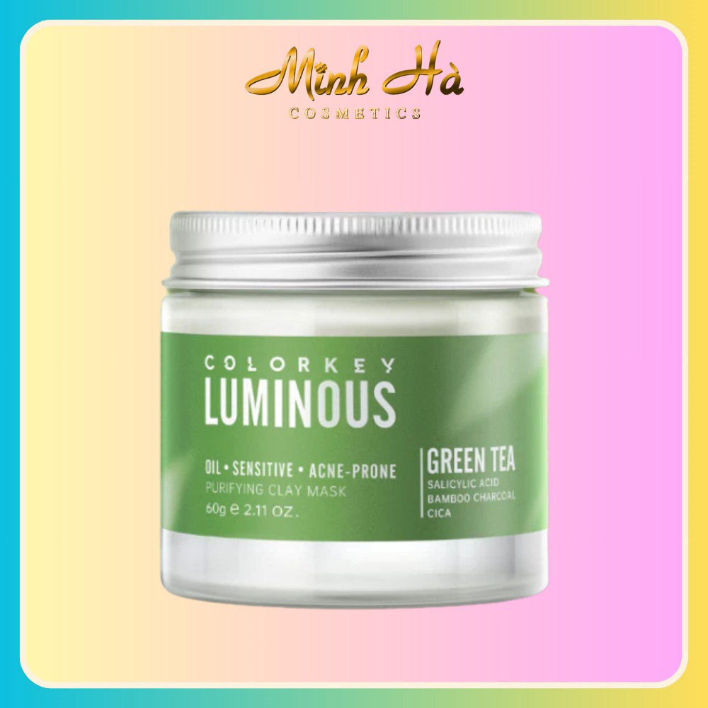Mặt nạ kem bùn trà xanh Colorkey Luminous Green Tea Purifying Clay Mask 60g dành cho da dầu mụn