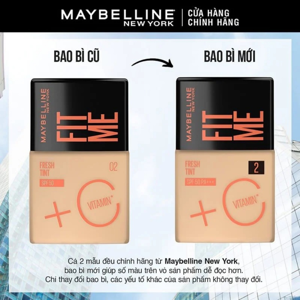 Kem nền Maybelline Fit Me Fresh Tint SPF50 30ml chống nắng bảo vệ giúp da tươi mát tự nhiên