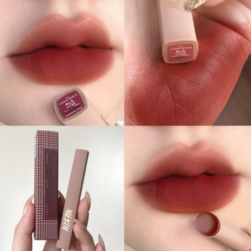 Son thỏi lì Merzy Academia Cotton Lipstick 1.8g lên màu chuẩn, mịn mượt nhẹ môi