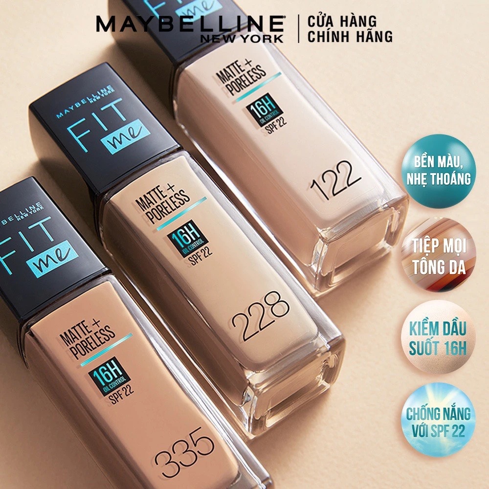 Kem nền Maybelline Fit Me Matte Poreless Foundation 30ml kiềm dầu che phủ cho da