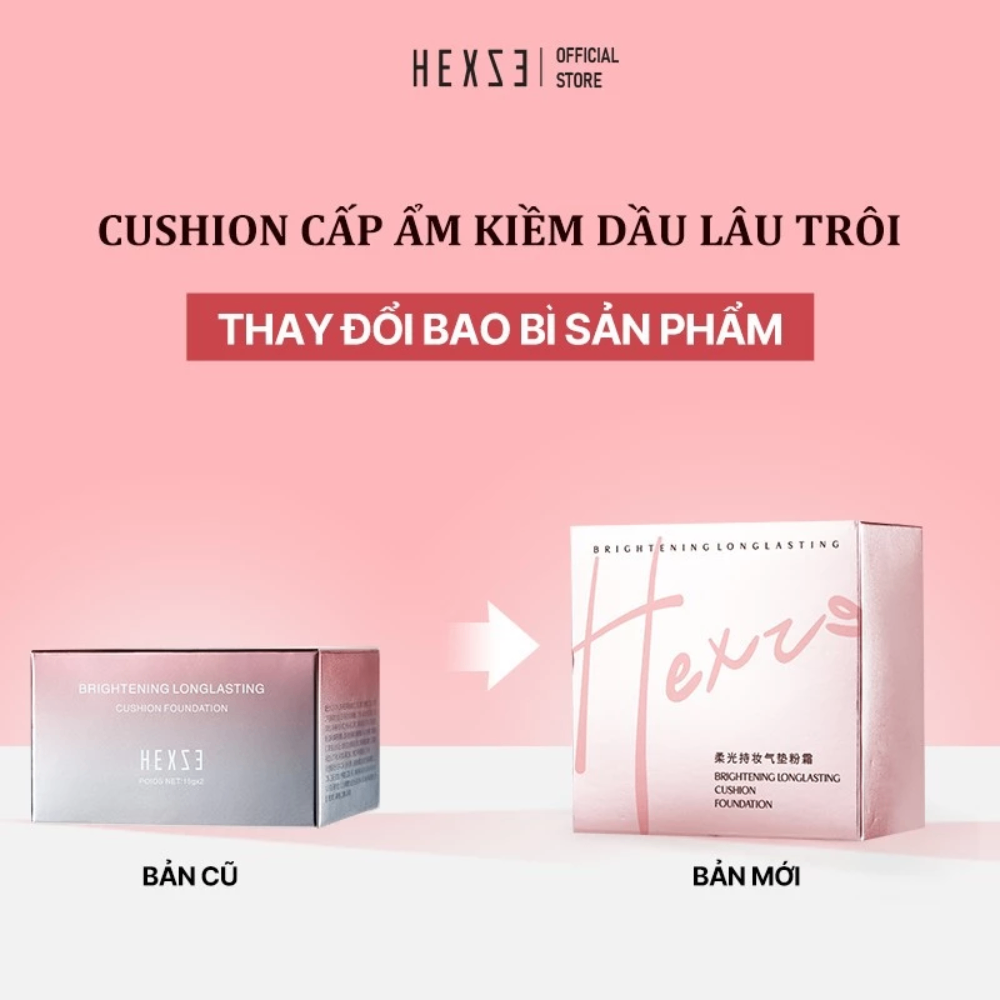 Phấn nước Hexze Brightening Longlasting Cushion Foundation (kèm lõi) 15gx2 mỏng nhẹ kiềm dầu lâu trôi