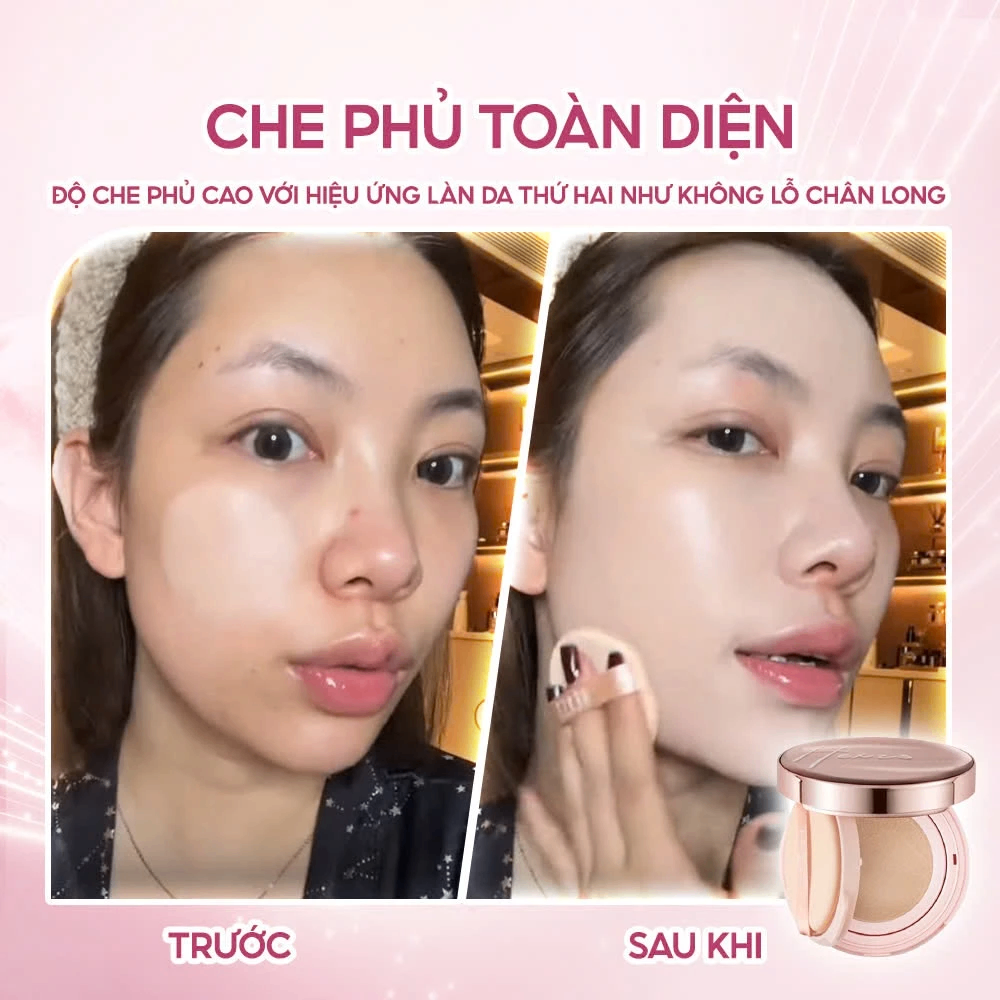 Phấn nước Hexze Brightening Longlasting Cushion Foundation (kèm lõi) 15gx2 mỏng nhẹ kiềm dầu lâu trôi