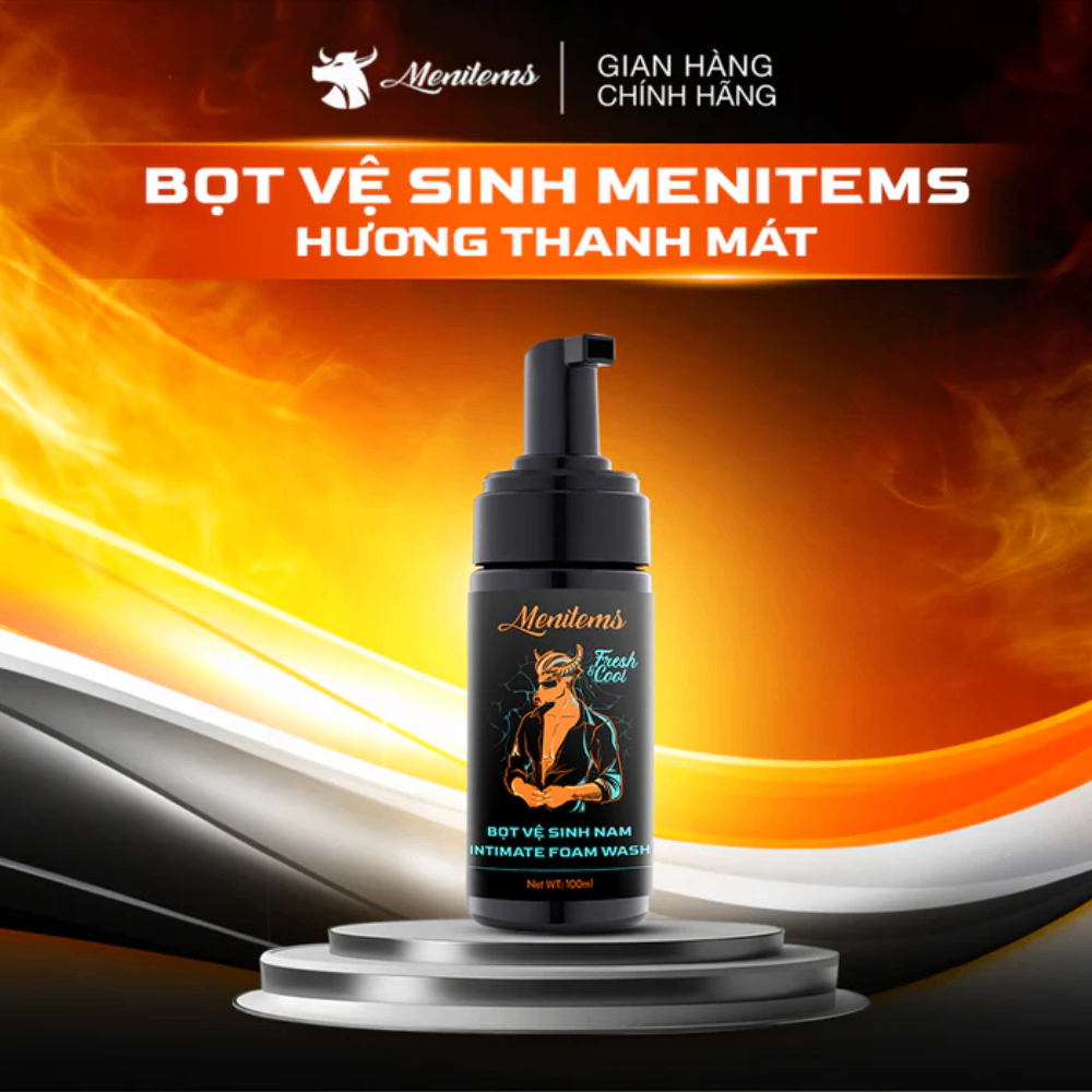 Bọt vệ sinh nam Menitems Intimate Foam Wash 100ml làm sạch dịu nhẹ hỗ trợ loại bỏ mùi hôi