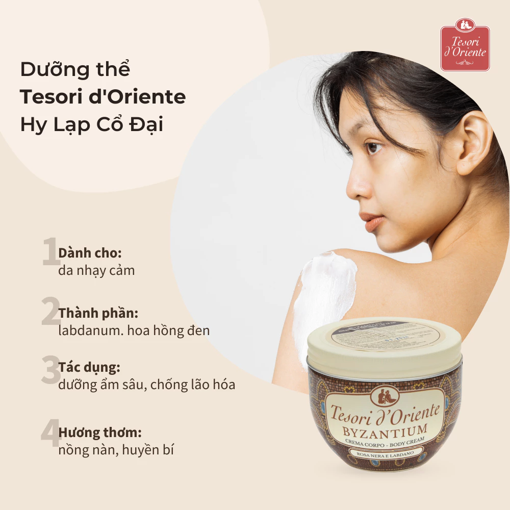Kem dưỡng thể hương nước hoa Tesori D'Oriente Body Cream 300ml lưu hương và cấp ẩm cho da