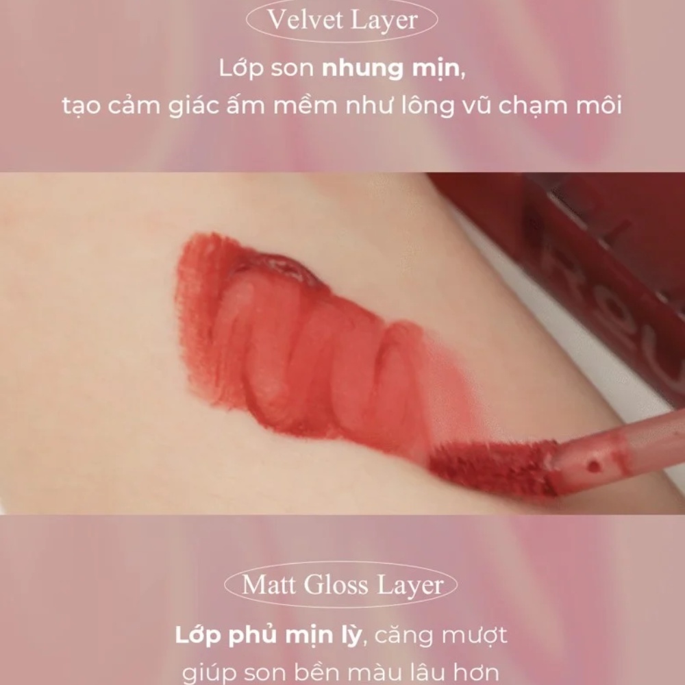 Son kem lì Black Rouge Double Layer Over Velvet 4g lớp finish lỳ căng bóng và ấm mượt