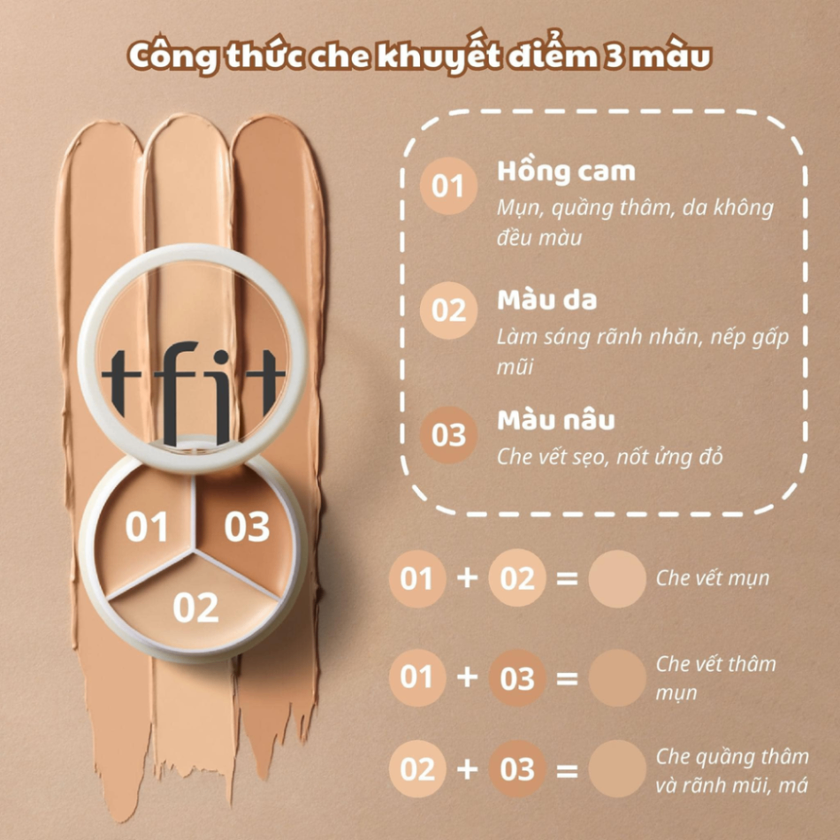 Che khuyết điểm Tfit Cover Up Pro Concealer 5g 3in1 ẩm mịn đa năng