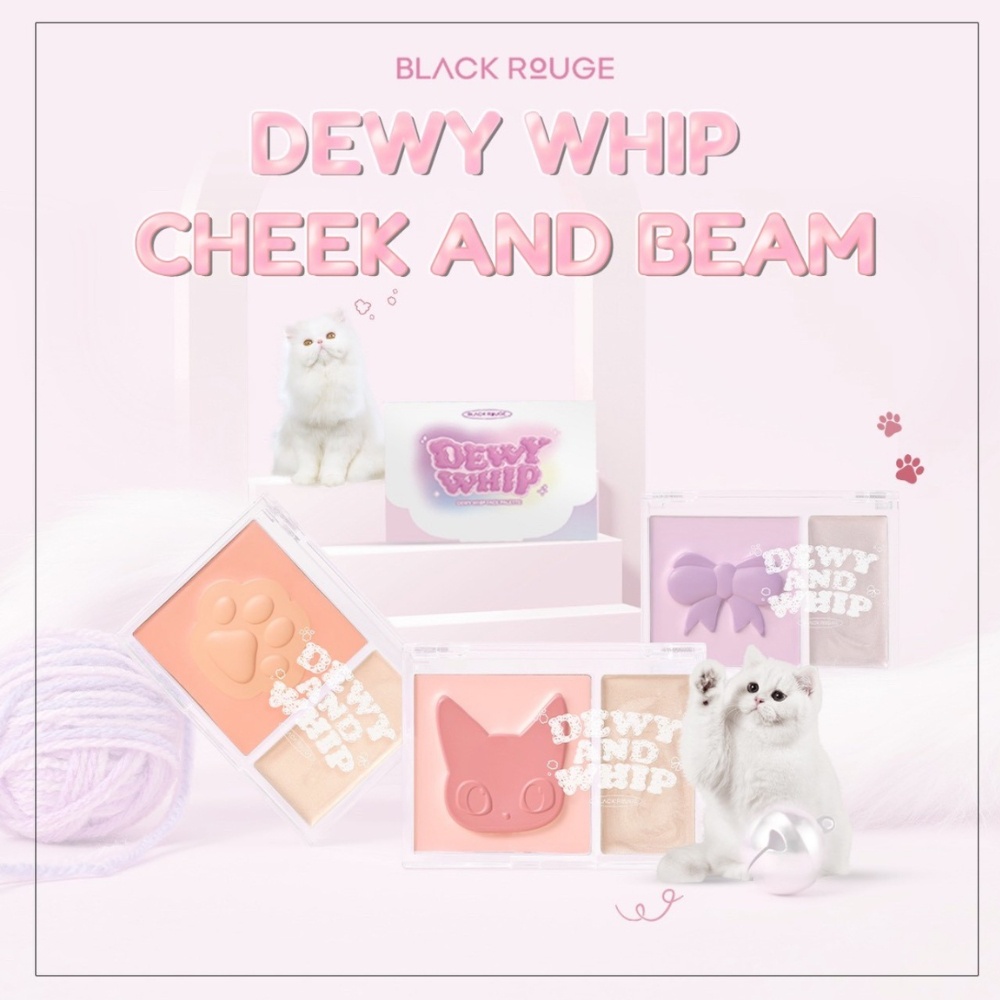 Má hồng kem kèm Highlight Black Rouge Dewy Whip Cheek And Beam 75.1g tông màu pastel màu sắc tự nhiên