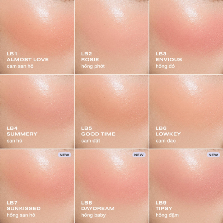 Má hồng dạng kem Ofelia Lolli Liquid Blush 4.3g nhẹ và lên màu đều, dễ dàng sử dụng