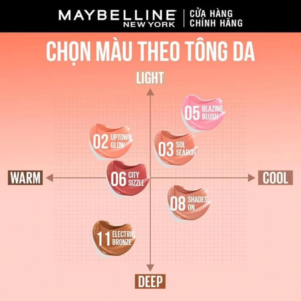 Má hồng dạng kem Maybelline New York Sunkisser Blush 4.7ml chất kem mịn dễ tán bền màu