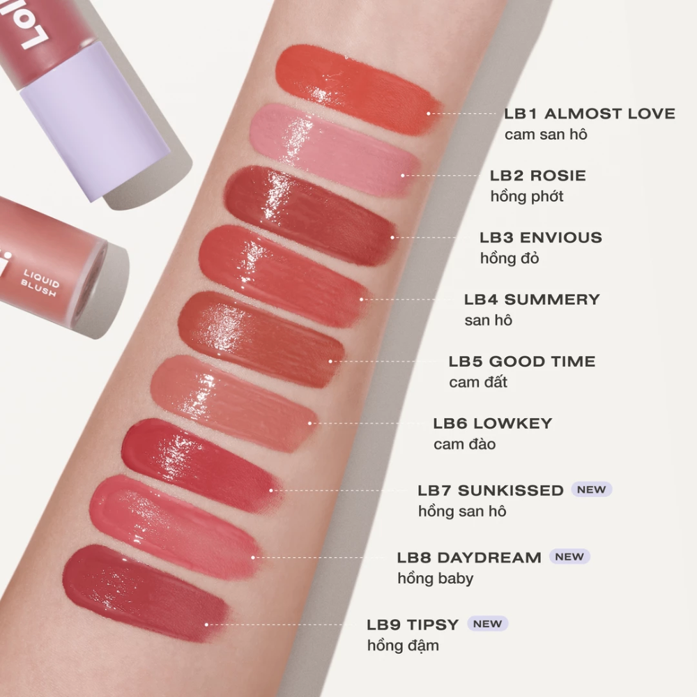 Má hồng dạng kem Ofelia Lolli Liquid Blush 4.3g nhẹ và lên màu đều, dễ dàng sử dụng
