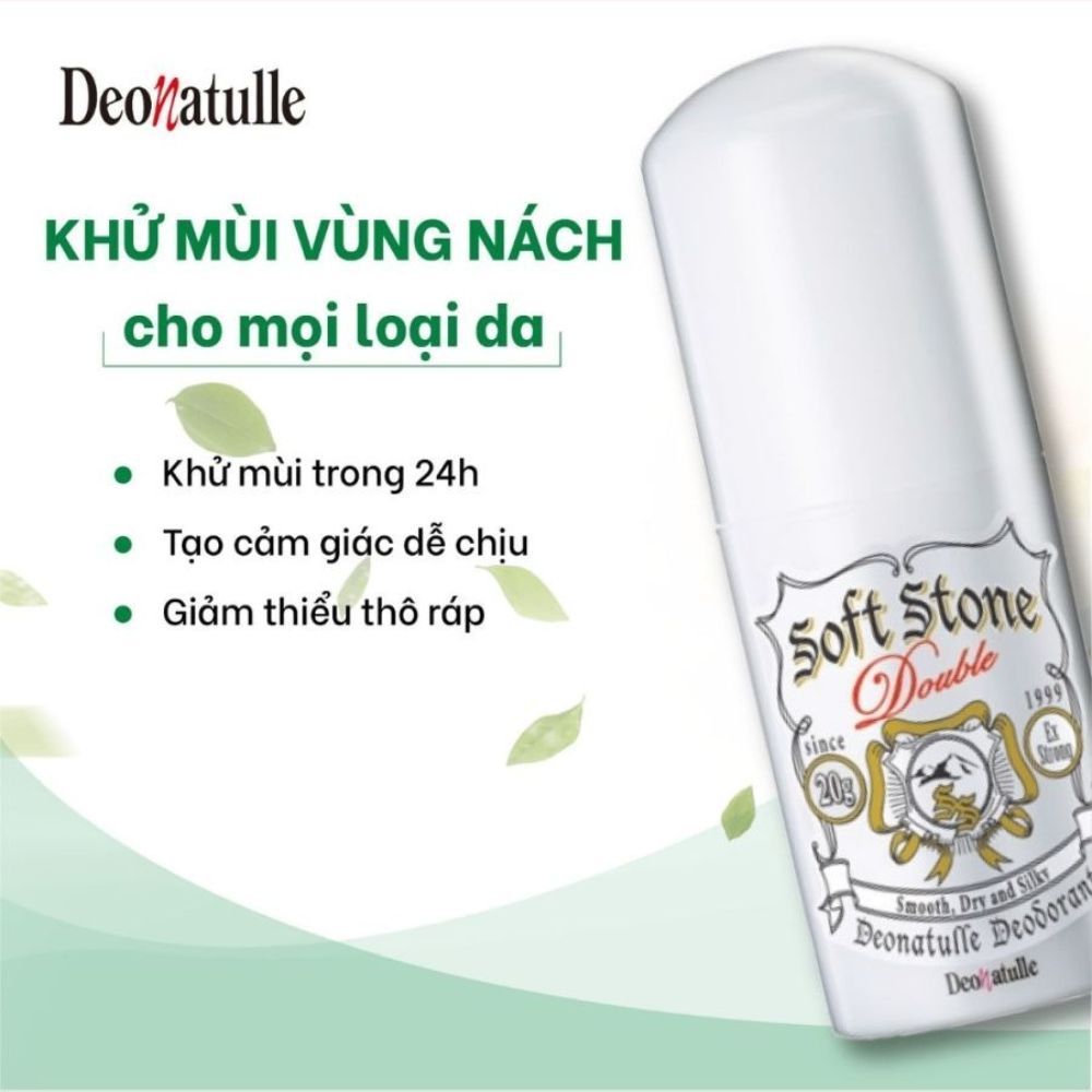 Lăn khử mùi đá khoáng nhật Deonatulle Soft Stone Double 20g giúp da sáng kiểm soát mùi