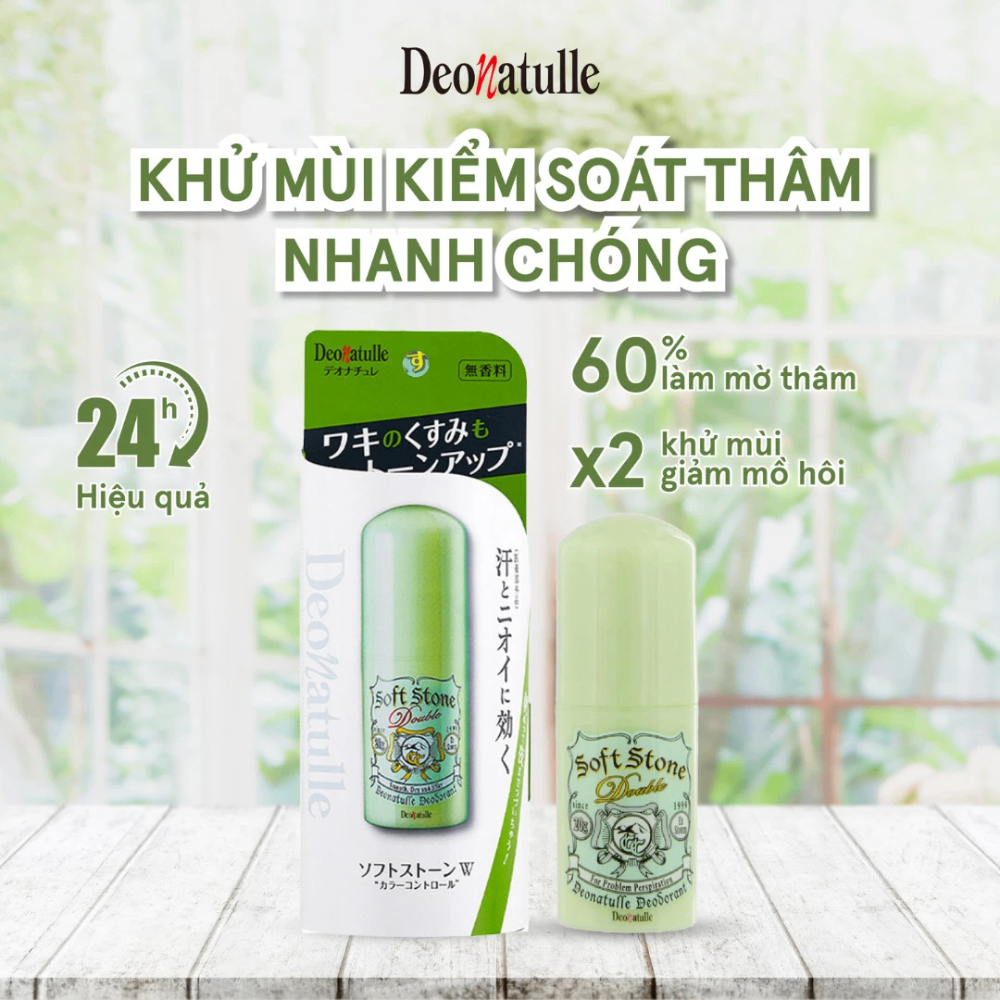 Lăn khử mùi đá khoáng nhật Deonatulle Soft Stone Double 20g giúp da sáng kiểm soát mùi