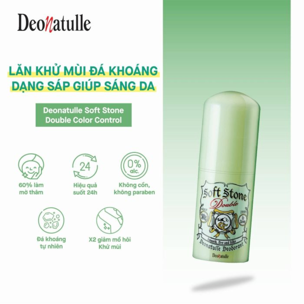 Lăn khử mùi đá khoáng nhật Deonatulle Soft Stone Double 20g giúp da sáng kiểm soát mùi