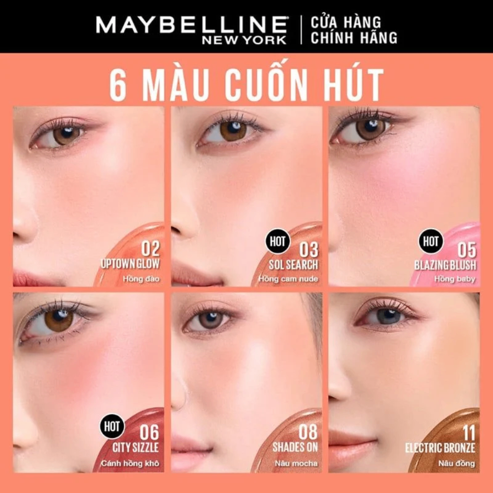 Má hồng dạng kem Maybelline New York Sunkisser Blush 4.7ml chất kem mịn dễ tán bền màu