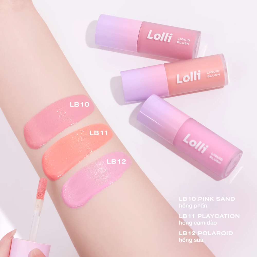 Má hồng dạng kem Ofelia Lolli Liquid Blush 4.3g nhẹ và lên màu đều, dễ dàng sử dụng