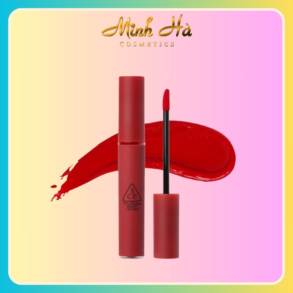 Son kem lì 3CE Velvet Lip Tint 4g lên môi cực mịn, chuẩn tone màu