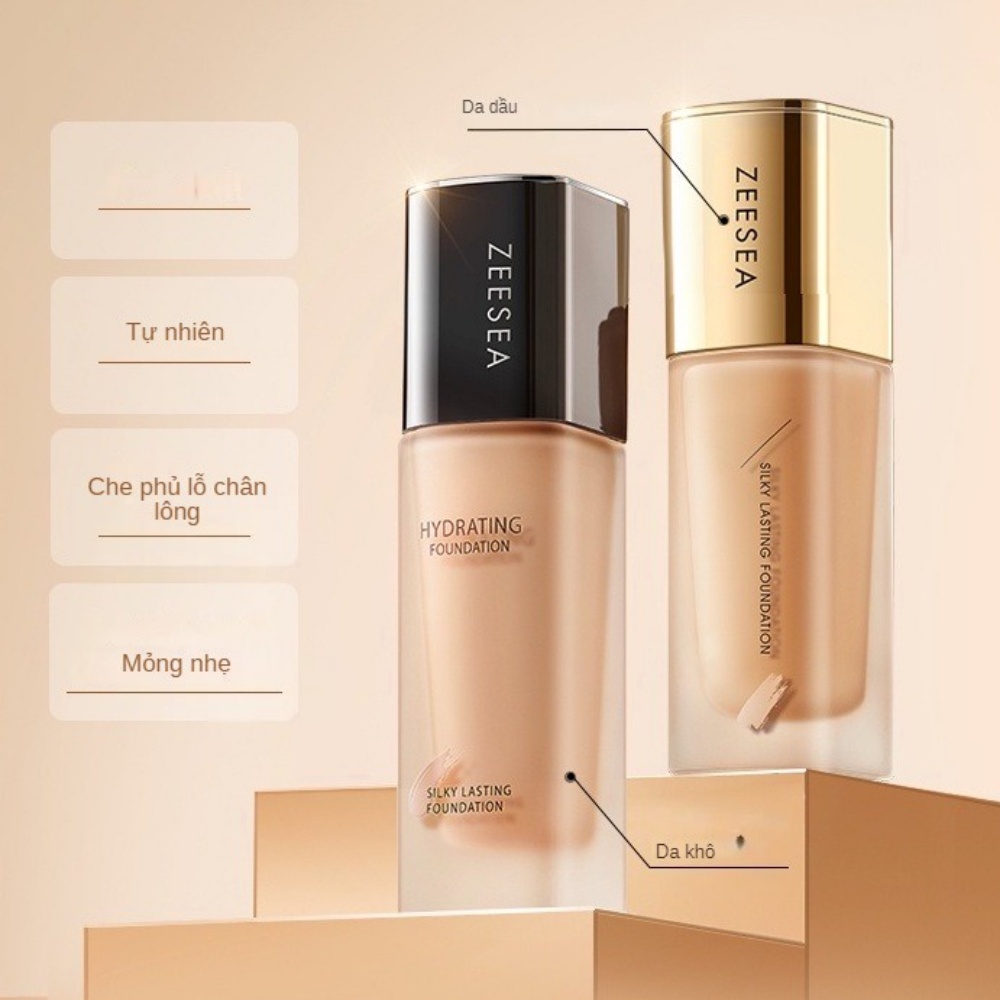 Kem nền Zeesea Hydrating Foundation, Matte Foundation và Sliky Lasting Foundation 30ml kiềm dầu hiệu quả