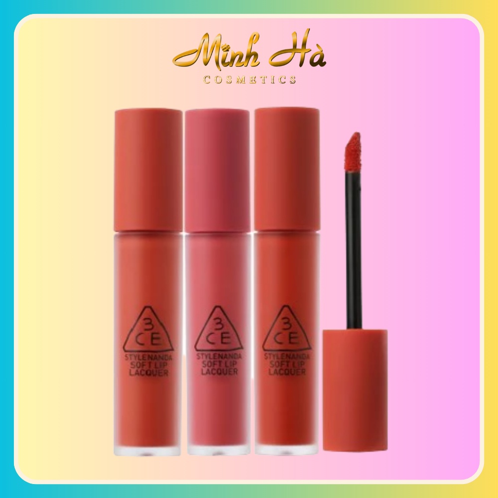 Son kem lì 3CE Soft Lip Lacquer 4g không kén da, lâu trôi