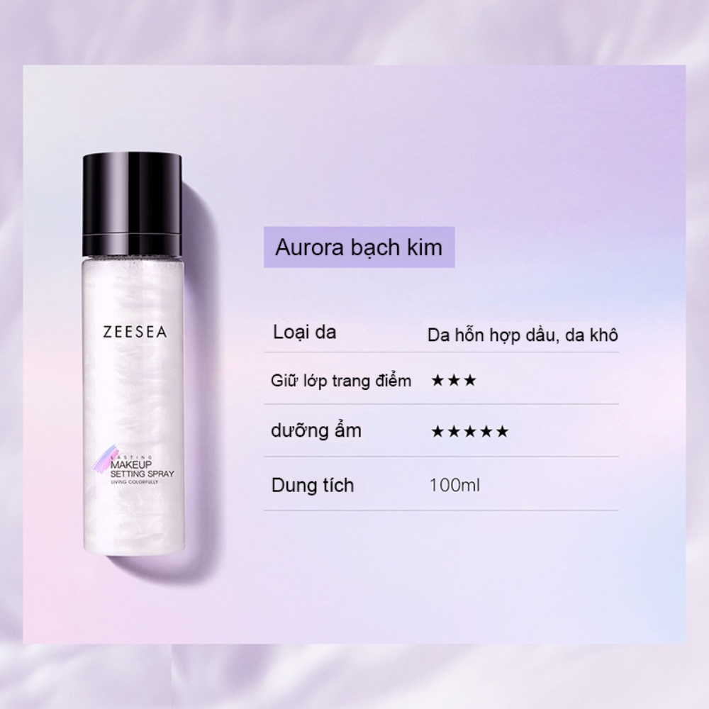 Xịt khóa nền Zeesea Lasting Makeup Settting Spray 100ml dưỡng ẩm tạo hiệu ứng căng bóng, lâu trôi