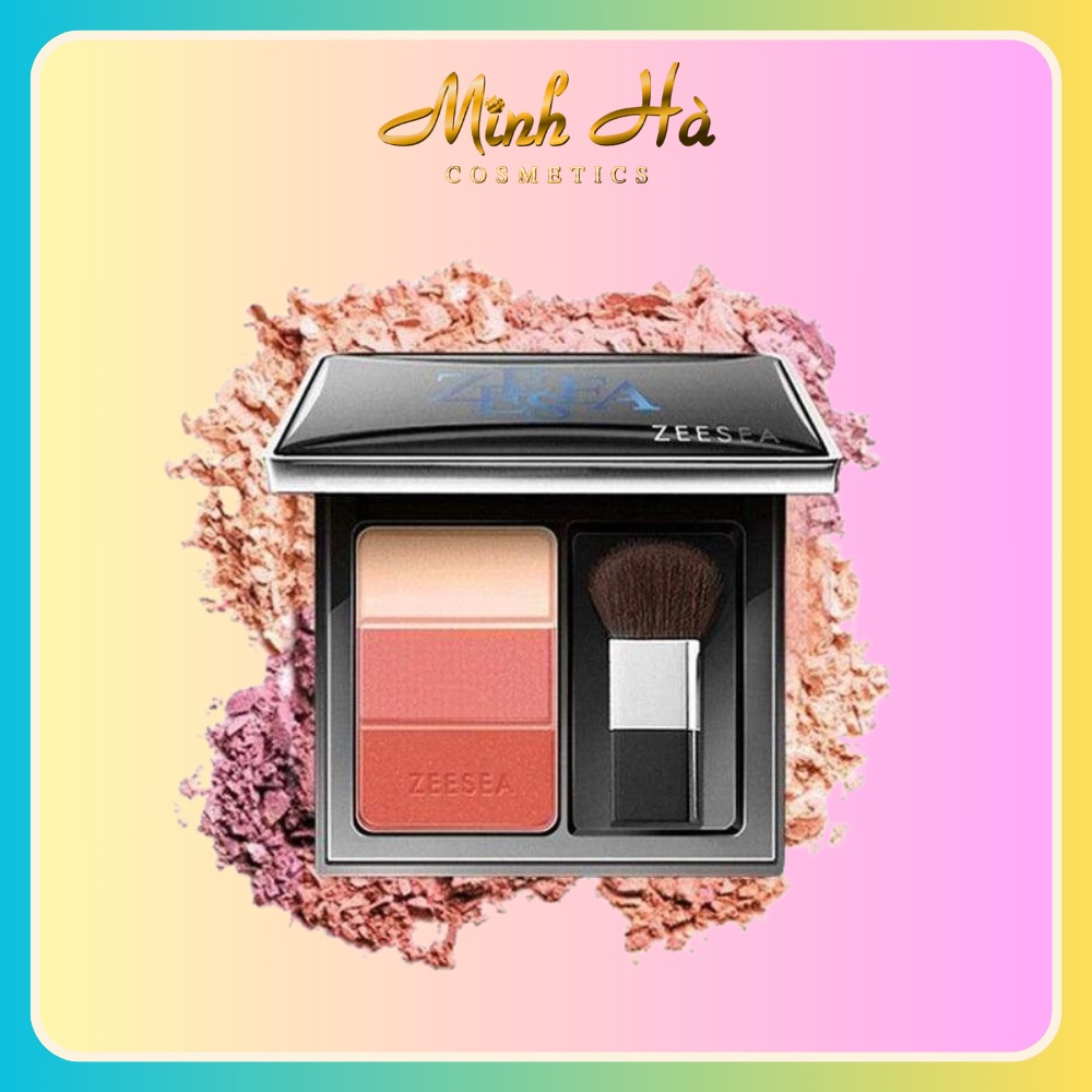 Phấn má hồng 3 ngăn kèm cọ Zeesea 3 Color Concealer Blusher 5g bảng màu xinh xắn chất phấn mịn