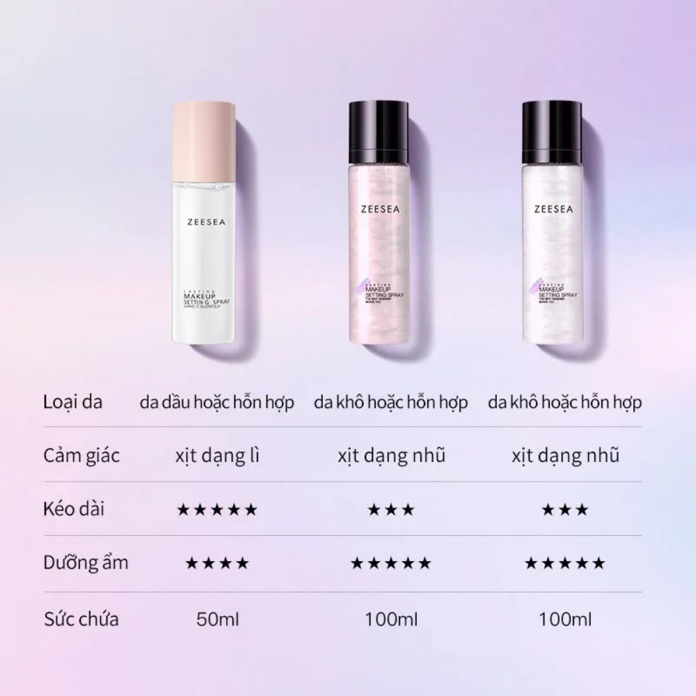 Xịt khóa nền Zeesea Lasting Makeup Settting Spray 100ml dưỡng ẩm tạo hiệu ứng căng bóng, lâu trôi