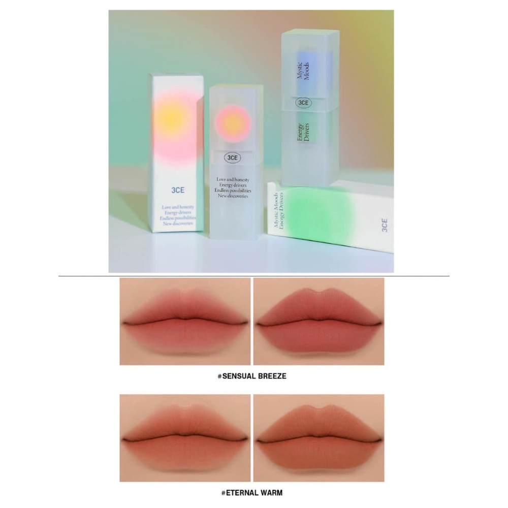 Son thỏi 3CE Soft Matte Lipstick Mystic Moods Energy Drivers 4g chất son lì lên môi nhẹ bám màu tốt (phiên bản đặc biệt)