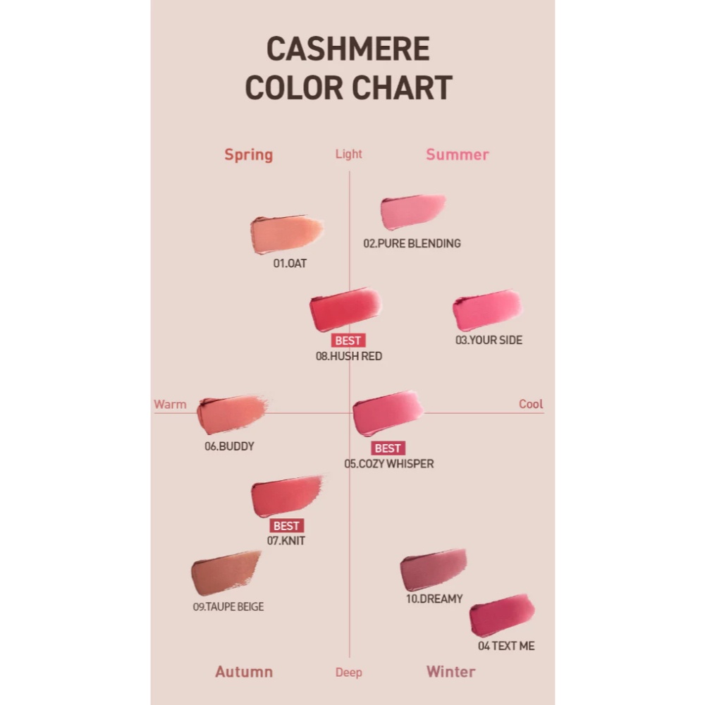 Son thỏi 3CE Cashmere Hug Lipstick 3.5g chất son mịn lì nhẹ môi
