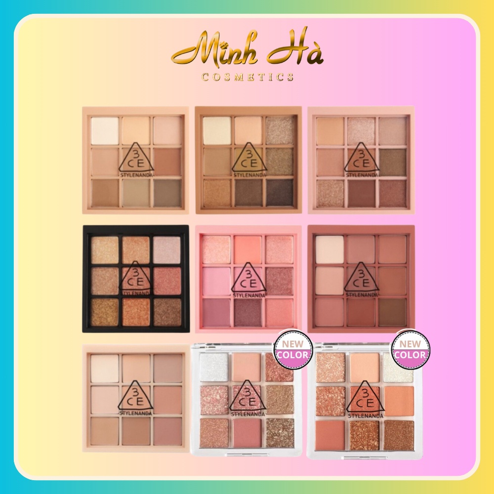 Bảng phấn mắt 9 ô 3CE Multi Eye Color Palette 8g thiết kế nhỏ gọn bám màu lâu trôi