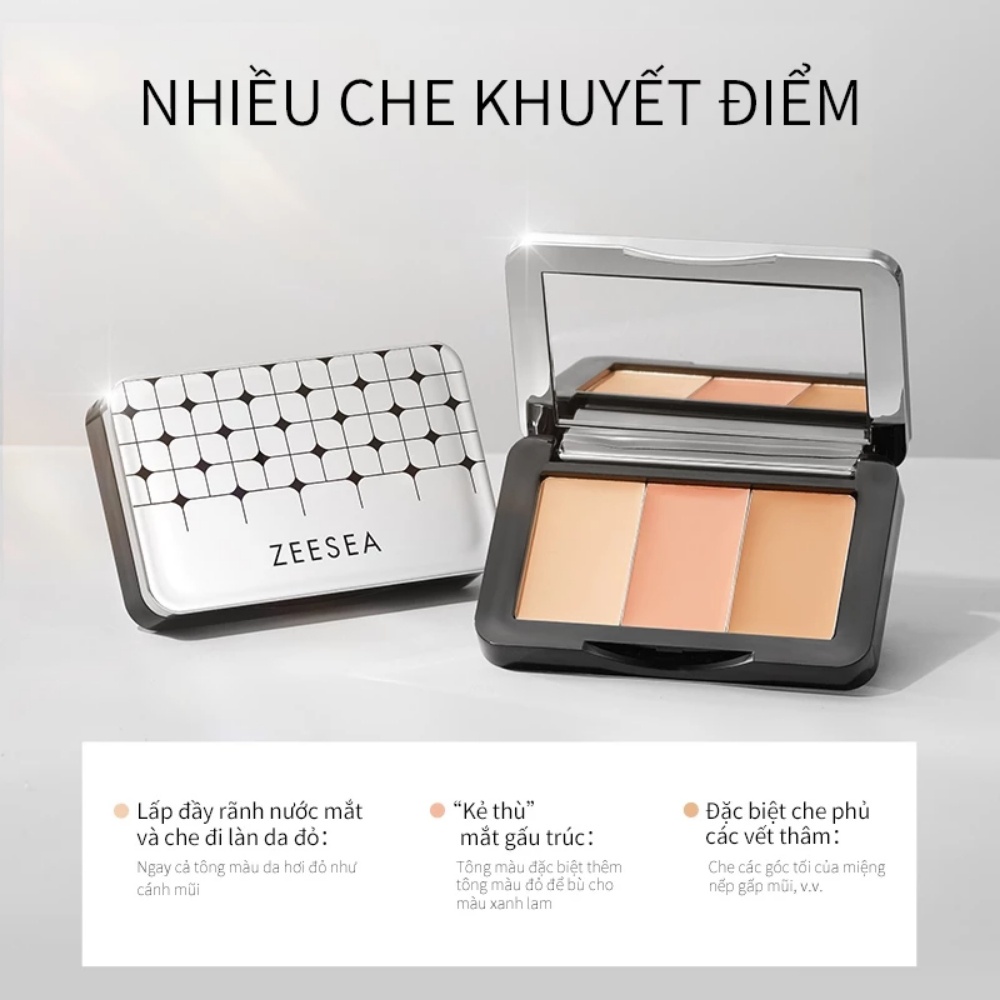 Bảng kem che khuyết điểm Zeesea 3 màu 5g không thấm nước lâu trôi