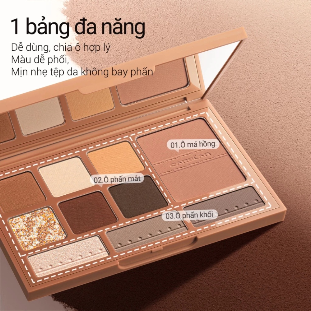 Bảng phấn 10 ô Carslan Silky Twinkle Comprehensive Palette 18g chất phấn mịn lì đa năng
