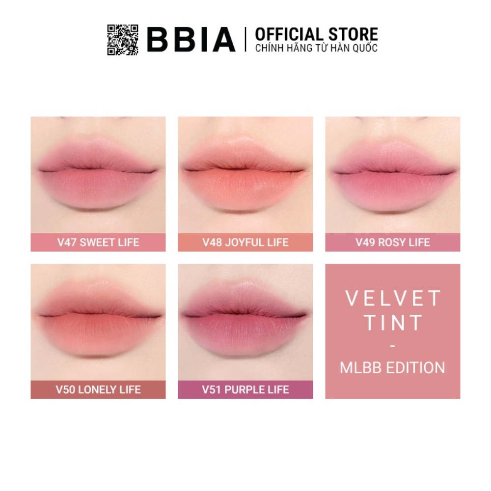 Son kem Bbia Last Velvet Lip Tint MLBB Edition 5g lên màu chuẩn lâu trôi