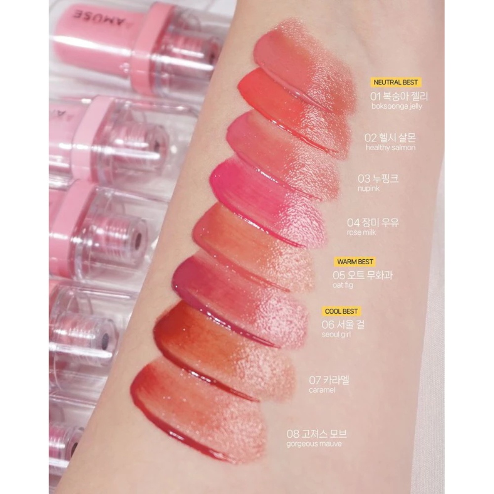 Son tint bóng AMUSE Jel-Fit Tint 3.8g hiệu ứng căng tràn, nhưng vẫn giữ màu lên tới 12 tiếng