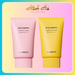 Kem chống nắng The Saem Eco Earth Pink Sun Cream EX SPF50+ PA++++ 50g nâng tone da nhẹ nhàng tự nhiên