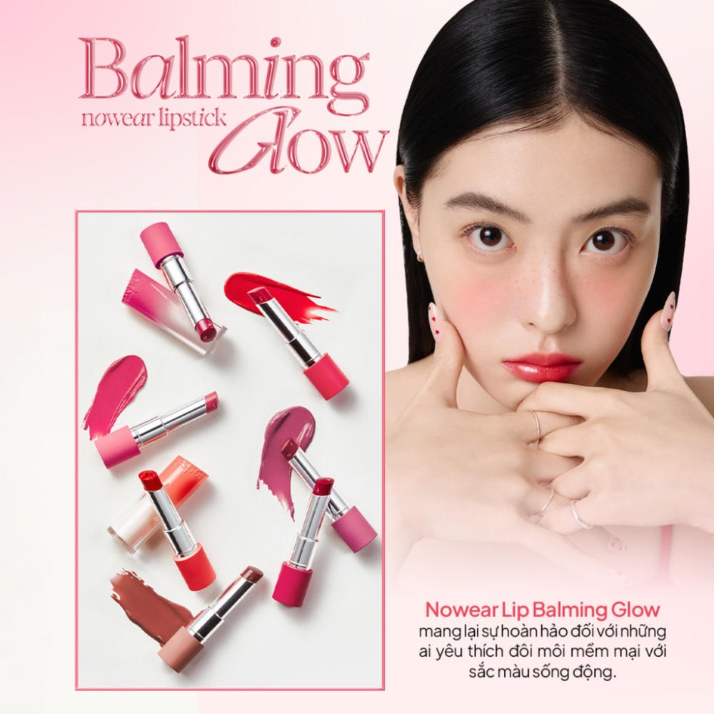 Son dưỡng có màu Espoir Nowear Lipstick Balming Glow 10g kết cấu nhẹ làm mềm môi