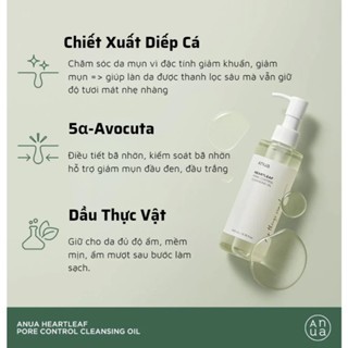 Dầu tẩy trang diếp cá Anua Heartleaf Pore Control Cleansing Oil 200ml làm sạch hiệu quả