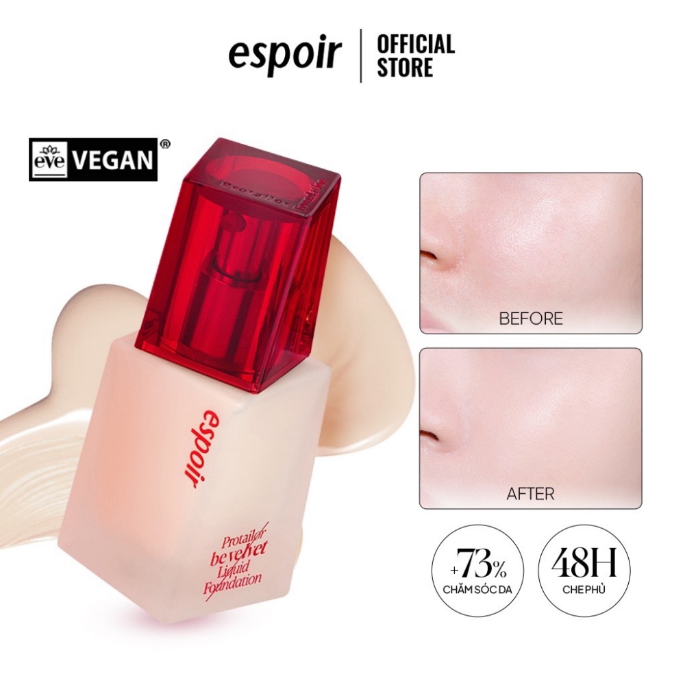 Kem nền Espoir Protailor Be Velvet Liquid Foundation 30g kiềm dầu, lâu trôi và che phủ khuyết điểm