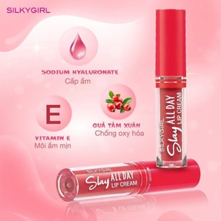 Son kem lì Silkygirl Slay All Day Lip Cream 2ml chất son mịn mướt lên màu chuẩn