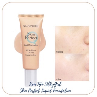 Kem nền SilkyGirl Skin Perfect Liqiud Foundation - 01 Light 20ml lớp nền đều màu, đẹp không tì vết