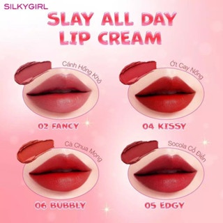 Son kem lì Silkygirl Slay All Day Lip Cream 2ml chất son mịn mướt lên màu chuẩn