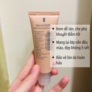 Kem nền SilkyGirl Skin Perfect Liqiud Foundation - 01 Light 20ml lớp nền đều màu, đẹp không tì vết