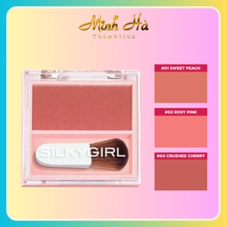 Phấn má hồng Silkygirl Blush Hour 3g kèm chổi hộp phấn vuông vức màu sắc thời thượng